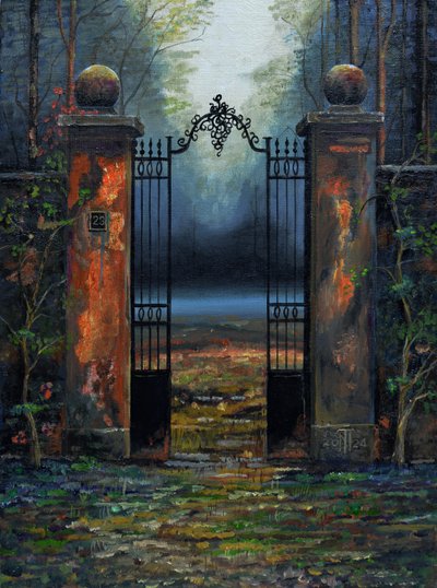 Porta di Chateau, Francia, 2024 (olio su tavola) da Trevor Neal