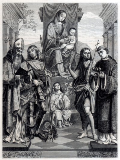 Madonna seduta su un trono circondata da santi, c1494-1517 1870 da Trichon