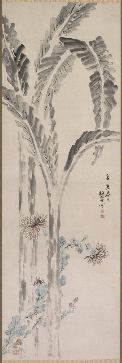 Pianta di banana e crisantemo da Tsubaki Chinzan