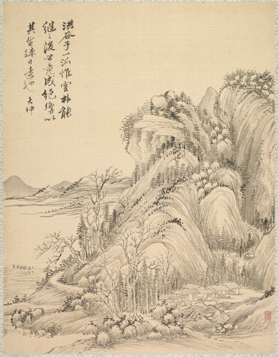 Abitazioni sotto colline piegate, 1847 da Tsubaki Chinzan