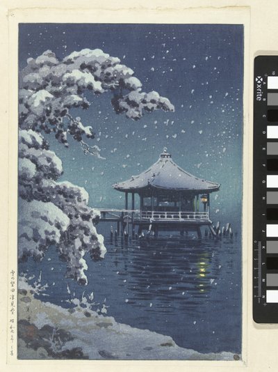 Il padiglione galleggiante a Katada nella neve da Tsuchiya Kōitsu