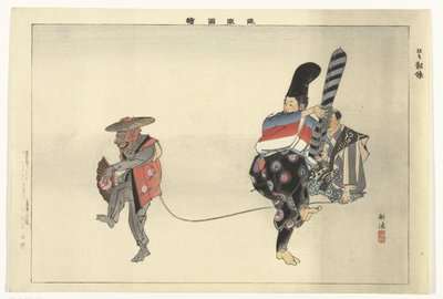 Scena dal dramma Noh Utsubozaru (Immagini di spettacoli Noh) da Tsukioka Kogyo