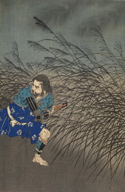 Fujiwara no Yasumasa suona il flauto al chiaro di luna da Tsukioka Yoshitoshi