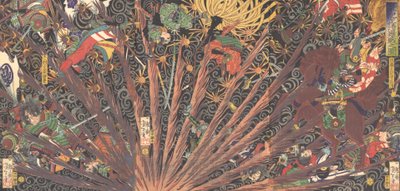 La battaglia di Masakiyo, dalla serie Taiheiki, 1866 da Tsukioka Yoshitoshi