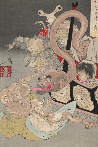 Il vaso di Pandora, anni 1880 da Tsukioka Yoshitoshi