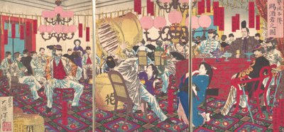 Festa del sovrintendente di polizia: un dono di cibo e bevande da Tsukioka Yoshitoshi