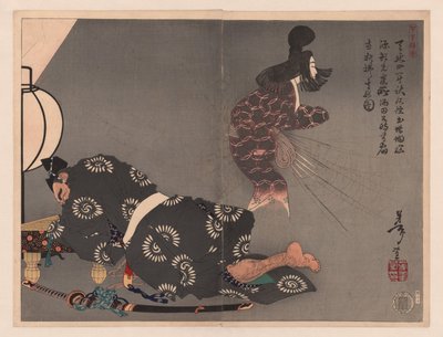 Sakata Kintoki e Tsuchigumo (schizzi di Yoshitoshi, Yoshitoshi manga) da Tsukioka Yoshitoshi