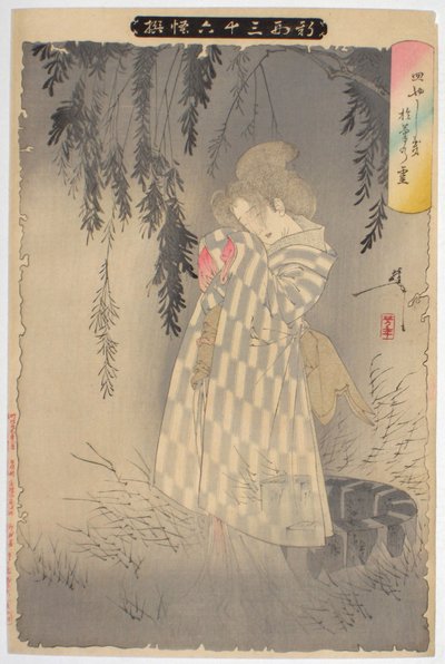 Il fantasma di Okiku a Sarayashiki. Dalla serie Nuove Forme di Trentasei Fantasmi, 1890 da Tsukioka Yoshitoshi