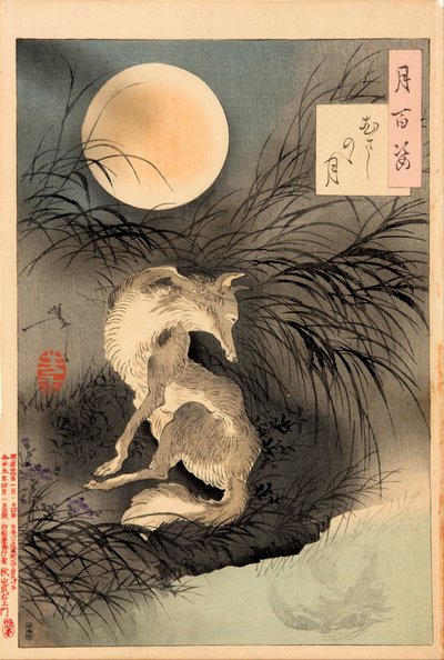 La luna sulla pianura di Musashi (Musashino no tsuki) - dalla serie Cento aspetti della luna da Tsukioka Yoshitoshi