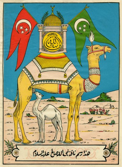 Il cammello di Saleh, Sura 7, versetto 71: (...) questo cammello di Dio è per voi un segno (...). Immagine popolare, Tunisia da Tunisian School