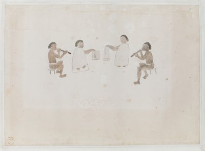 Add MS 15508 f.11 Musicisti di Tahiti, giugno 1770 da Tupaia Tupaia