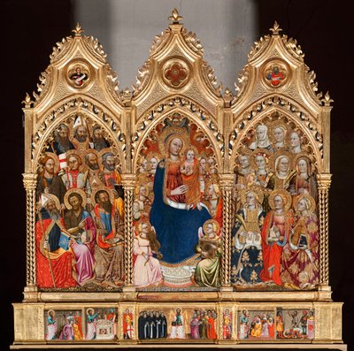Predella con la vita di San Bartolomeo, dalla Vergine e bambino circondati da angeli e santi da Turino Vanni