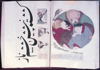 Album 2160 Persone che dormono e calligrafia, da un album di miniature, XIII-XV secolo da Turkish School