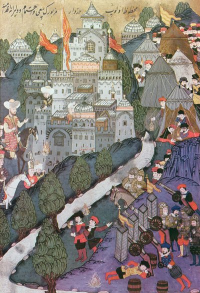 Battaglia di Nicopoli, 25-28 settembre 1396, facsimile di una miniatura conservata nel Museo Topkapi di Istanbul da Turkish School