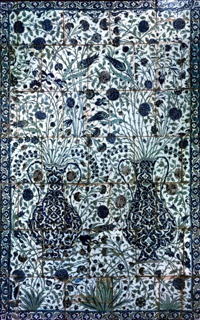 Pannello decorativo con due vasi e fiori da Turkish School