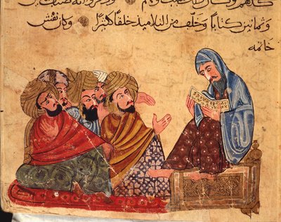 Socrate discute di filosofia con i suoi seguaci, Turchia, manoscritto arabo da Turkish School