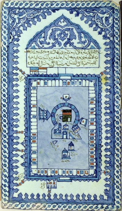 Piastrella con la Grande Moschea della Mecca da Turkish School