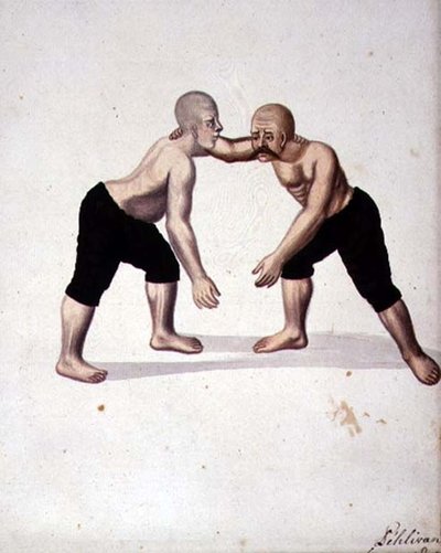 Due lottatori, periodo ottomano, terzo quarto del XVIII secolo da Turkish School
