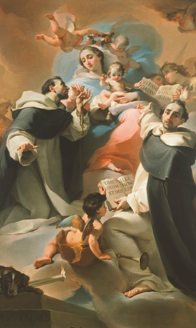 Nostra Signora del Rosario con Bambino, San Domenico e San Vincenzo Ferrer, circa 1773 da Ubaldo Gandolfi