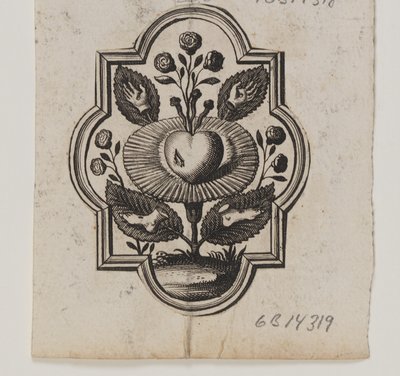 Emblema con un cuore trafitto da una rosa da Ubekendt