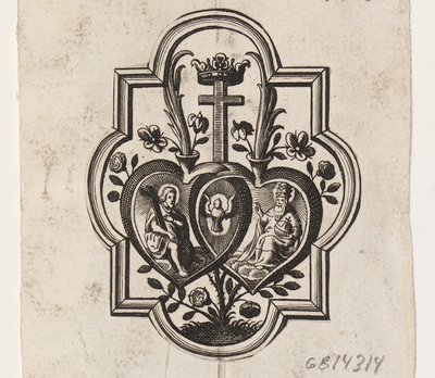Emblema con due cuori e la Trinità da Ubekendt