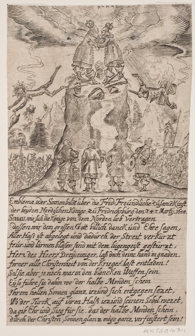 Incontro tra Federico III e Carlo Gustavo X a Frederiksborg. Foglio satirico da Ubekendt