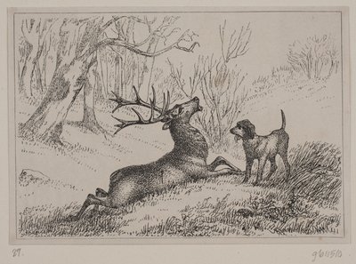 Illustrazione per la poesia "Il Cervo" di Gotfred Rode da Ubekendt