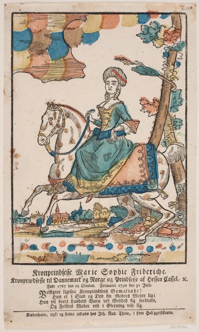 La principessa ereditaria Marie Sophie Frederikke a cavallo da Ubekendt