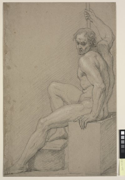 Studio di uomo nudo seduto da Ubekendt