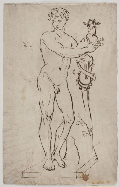 Copia della statua di Saly "Giovane fauno che tiene un capretto" (1750). Dopo un esemplare su base quadrata da Ubekendt KKS21008