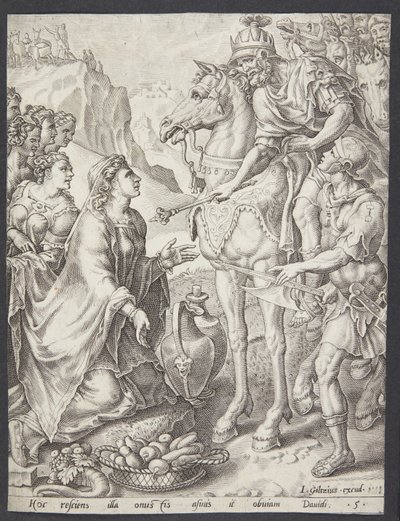 Abigail che calma David da Ubekendt efter Maarten van Heemskerck