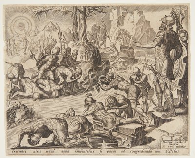 Gedeone osserva il modo in cui i soldati bevono da Ubekendt efter Maarten van Heemskerck