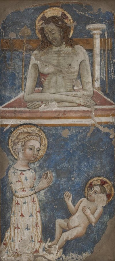 Cristo come Uomo dei Dolori. Vergine e Bambino da Ubekendt italiensk 1300 tallet