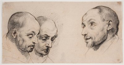 Tre teste di uomo da Ubekendt kopist efter Anthony van Dyck