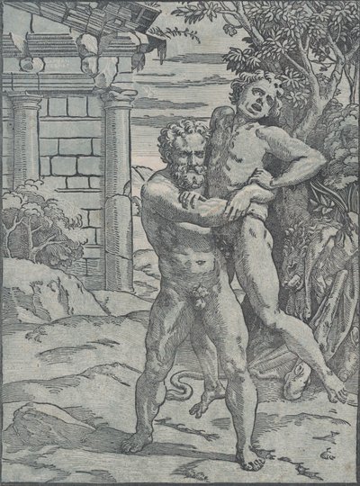 Ercole e Anteo, ca. 1517-18 da Ugo da Carpi