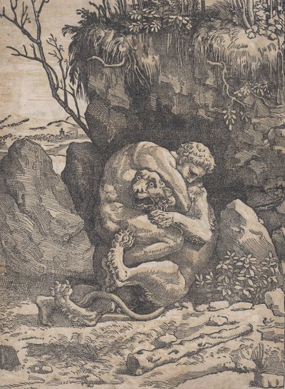 Ercole e il Leone Nemeo da Ugo da Carpi