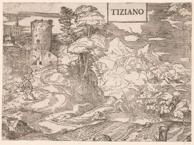 Paesaggio con un pastore da Ugo da Carpi