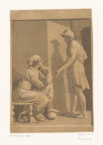 Uomo in piedi e donna seduta da Ugo da Carpi