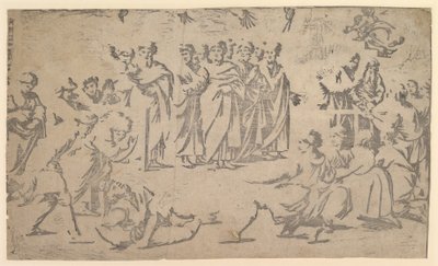 La morte di Anania circondato dagli Apostoli, 1518 da Ugo da Carpi