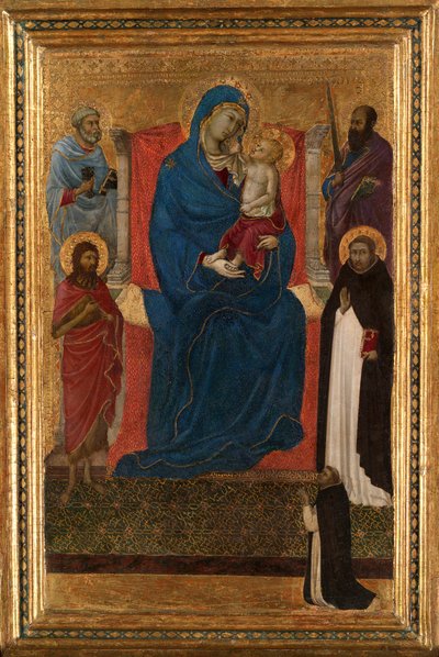 Vergine e Bambino in Trono con i Santi Pietro, Paolo, Giovanni Battista e Domenico e un Domenicano da Ugolino da Siena