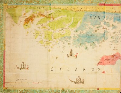 Mappa della collezione di mappe della Biblioteca Nazionale. La mappa è stata disegnata a mano e mostra Trøndelag, Nordland, Troms, la costa, carta nautica da Ukjent tegner