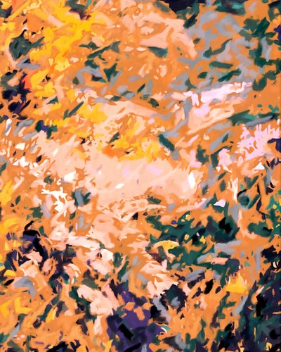 Un vivace quadro astratto autunnale da Uma Gokhale