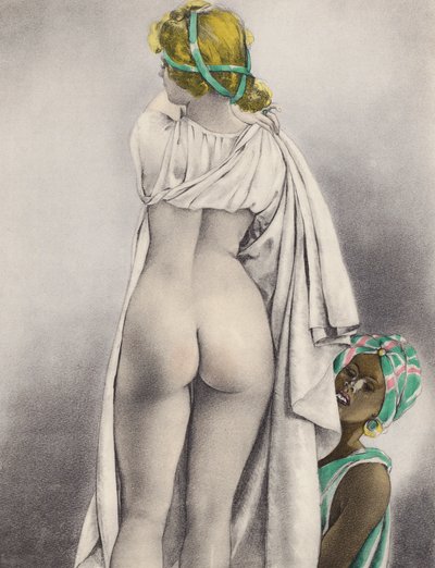 Illustrazione brunelleschiana per i Contes et Nouvelles de La Fontaine (litografia a colori) da Umberto (after) Brunelleschi