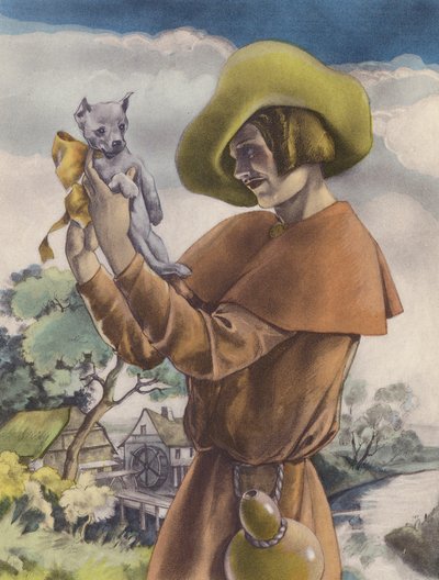 Illustrazione brunelleschiana per i Contes et Nouvelles de La Fontaine (litografia a colori) da Umberto (after) Brunelleschi