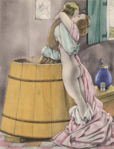 Illustrazione brunelleschiana per i Contes et Nouvelles de La Fontaine (litografia a colori) da Umberto (after) Brunelleschi