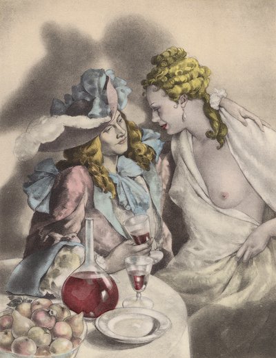 Illustrazione brunelleschiana per i Contes et Nouvelles de La Fontaine (litografia a colori) da Umberto (after) Brunelleschi