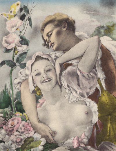Illustrazione brunelleschiana per i Contes et Nouvelles de La Fontaine (litografia a colori) da Umberto (after) Brunelleschi