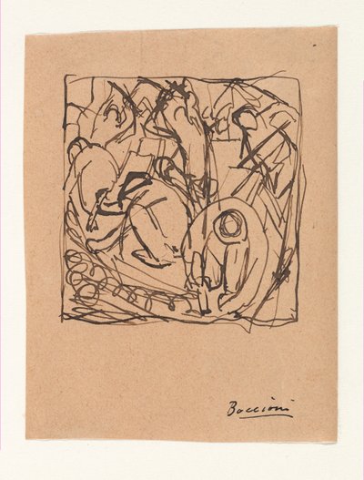 Kompositionsstudie für "Die Straßenpflasterer" da Umberto Boccioni