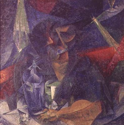 Composizione della figura di una donna a un tavolo da Umberto Boccioni