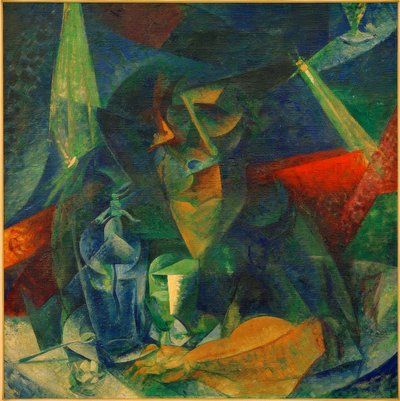 Donna al caffè (Scomposizione di figura di donna a tavola) da Umberto Boccioni
